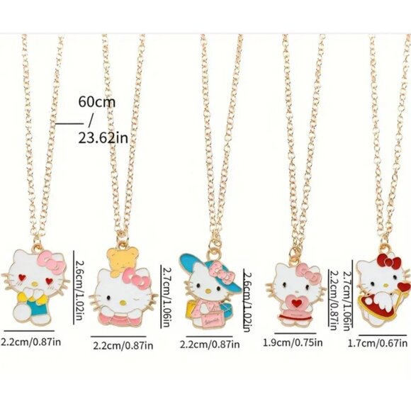 Hello Kitty Gold-Tone Enamel Necklaces – 5-Piece Pendant Charms - Picture 2 of 5